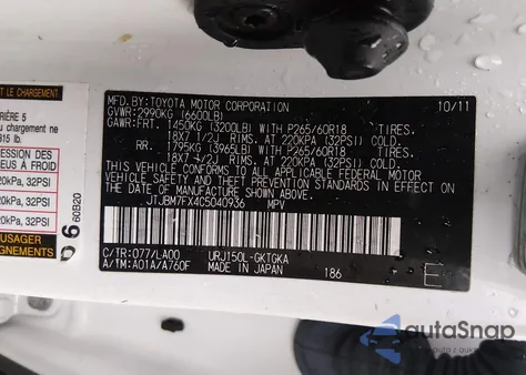 2012 Lexus Gx 460 from USA, damaged, VIN JTJBM7FX4C5040936